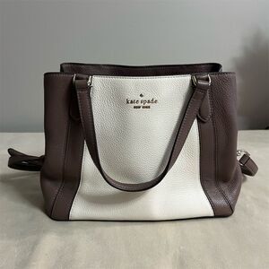 Kate Spade Jackson Medium Satchel Brown/White Colorblock Bag